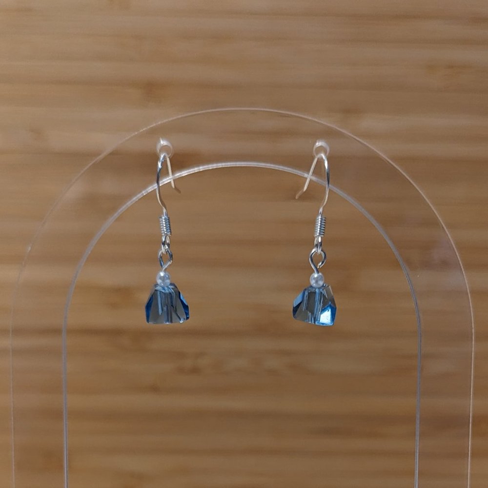 Dainty Blue Glass Bead Earrings